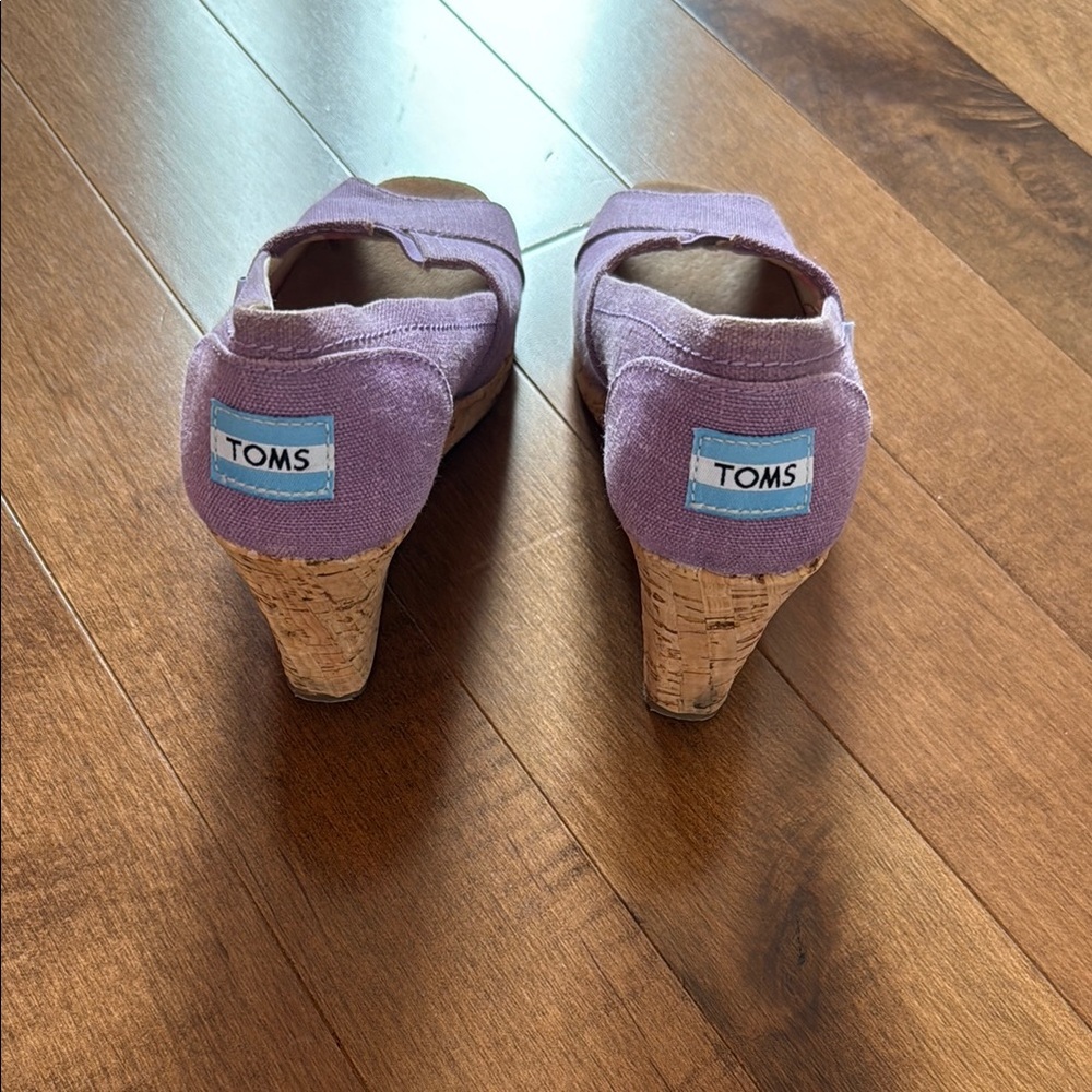 Toms Lavender Cork Wedge Sandals